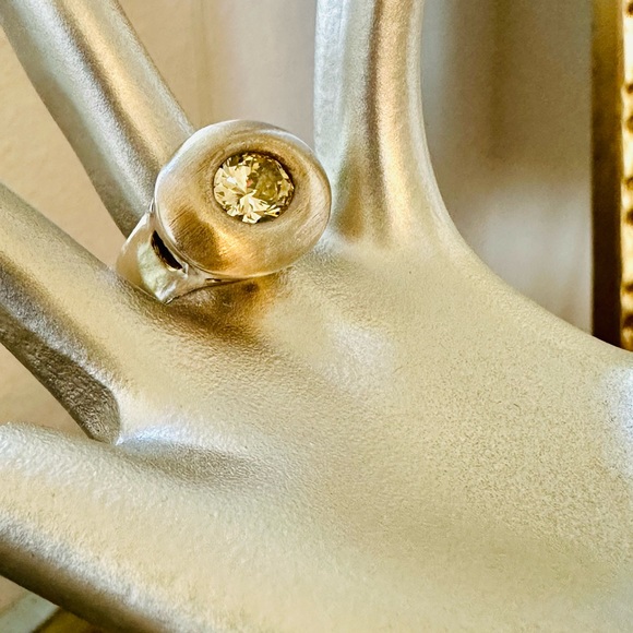 🔥 Modernist Vintage Champagne CZ Sterling Ring - Picture 17 of 17